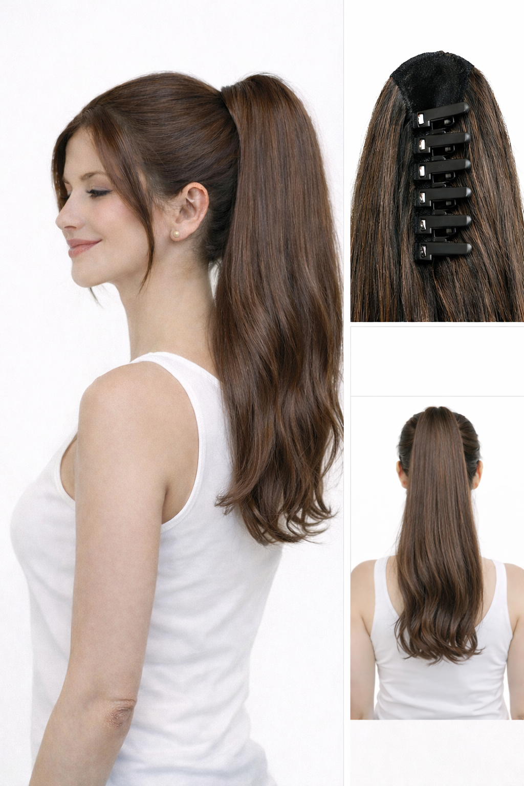 Synthetic Pony Clip Body Wave Hair Extensions 22"