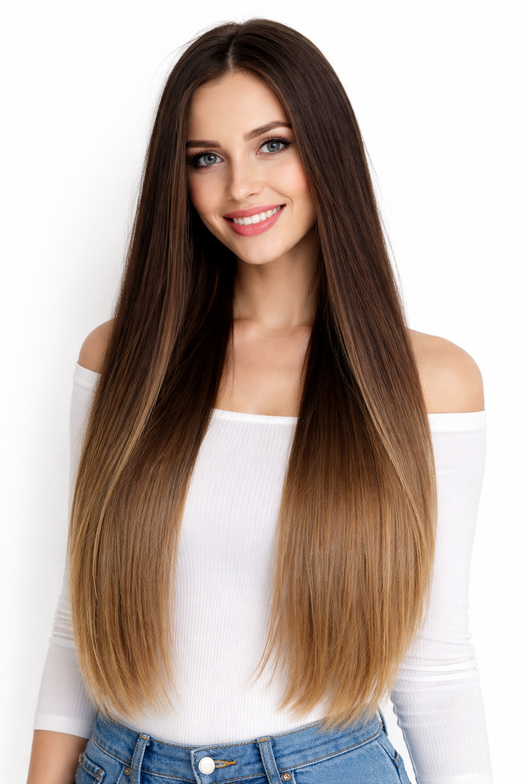 100% European Human Hair Extensions 7PCS Clip in 14" 16" 18" 20" 22"