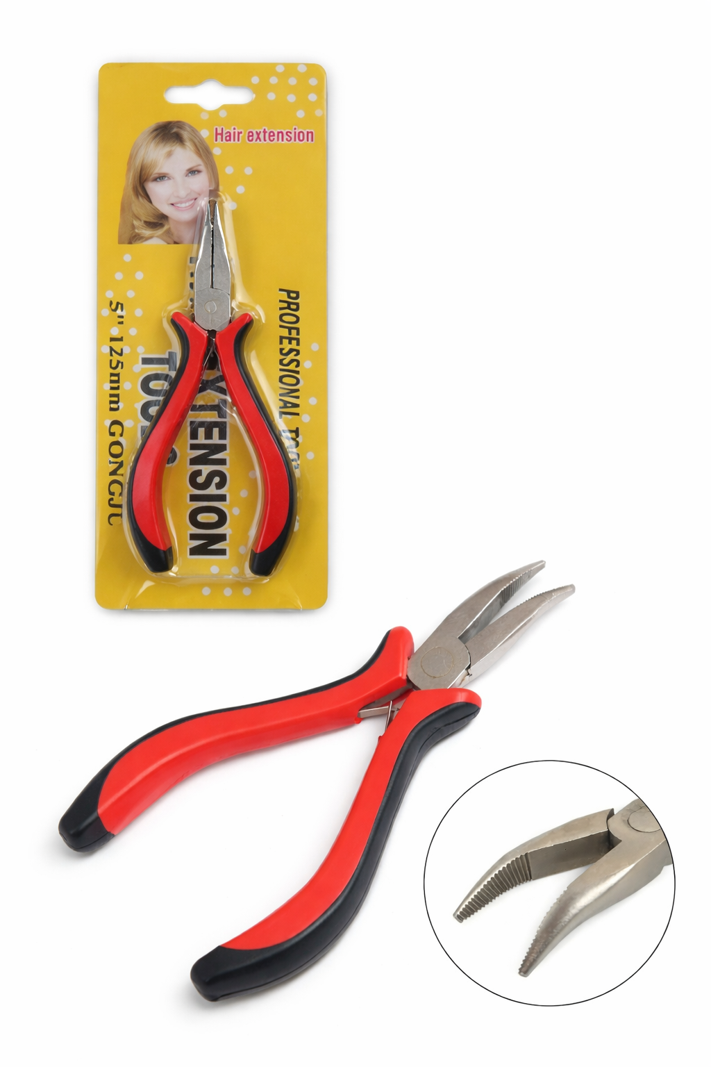 Hair Extension Pliers – Bent Tip Tool for Micro Rings & Beads (1 PC)