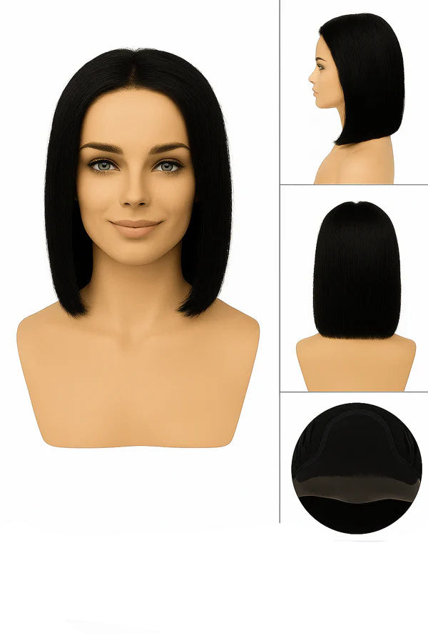 Bob: 100% Human Hair 13"x4" Free Part Lace Frontal Wig (Bleach Knots)