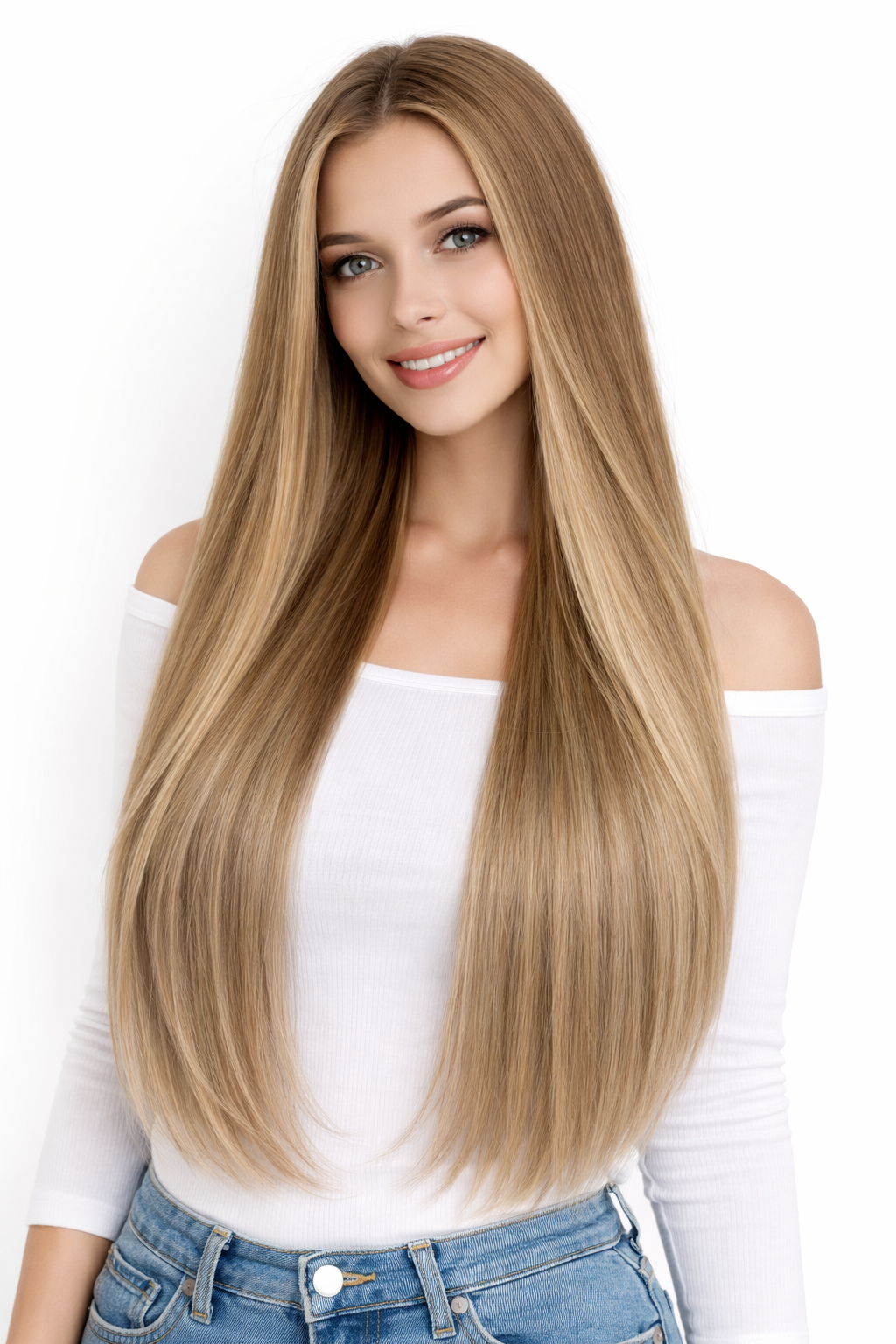 100% European Human Hair Extensions 7PCS Clip in 14" 16" 18" 20" 22"